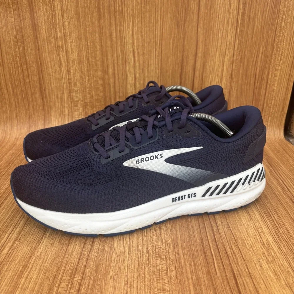 Brooks Beast GTS 24 Running Shoes Mens 12 Navy Stability Sneakers 1104251D452